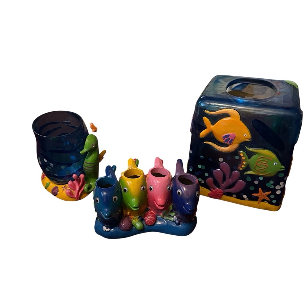 Colorful Ocean-Themed Bathroom Set